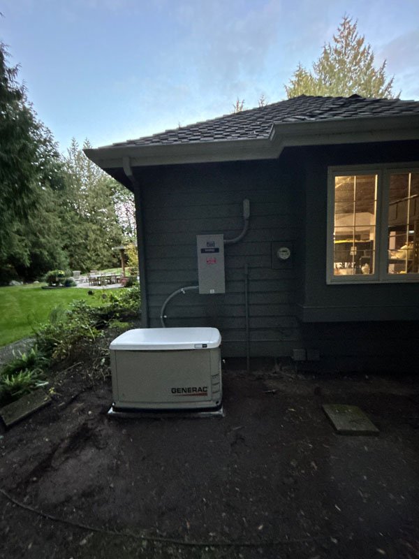 Melby Electric installs a Generac standby generator at a home on a quiet evening